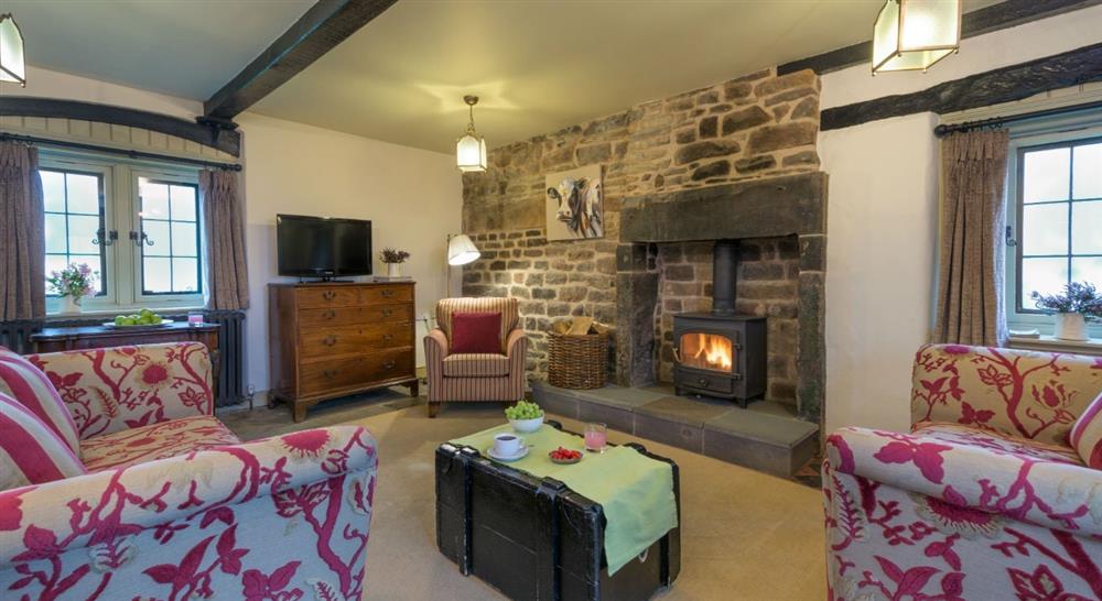 The cosy sitting room at White Edge Lodge in Nr Sheffield, Derbyshire