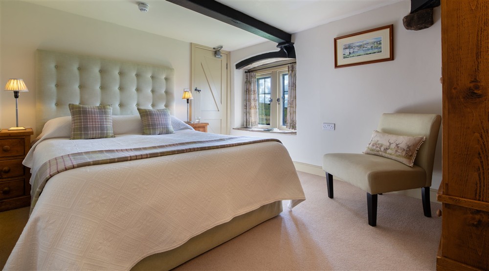 The first-floor double bedroom at White Edge Lodge in Nr Sheffield, Derbyshire