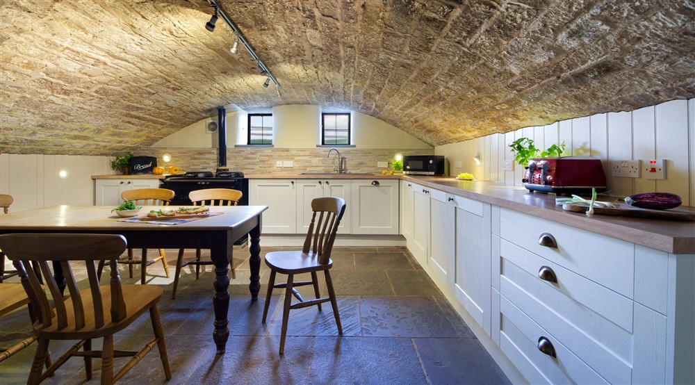 The kitchen and dining room at White Edge Lodge in Nr Sheffield, Derbyshire