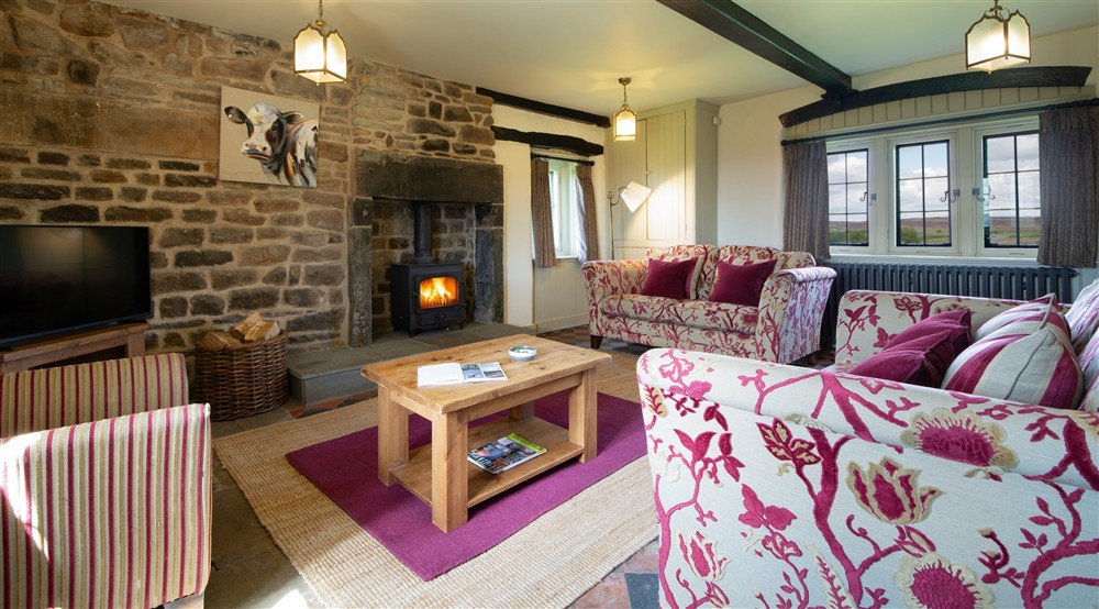 The sitting room at White Edge Lodge in Nr Sheffield, Derbyshire