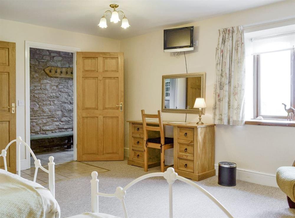 Dressing area within twin bedroom at White Hill Farm Cottage in Wonastow, near Monmouth, Monmouthshire, Gwent