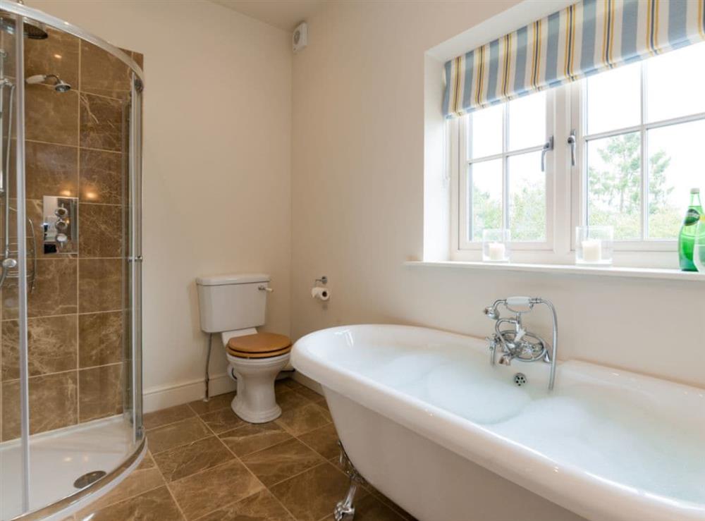 Bathroom with separate shower at White Lodge Cottage in Carlton Miniott, near Thirsk, North Yorkshire