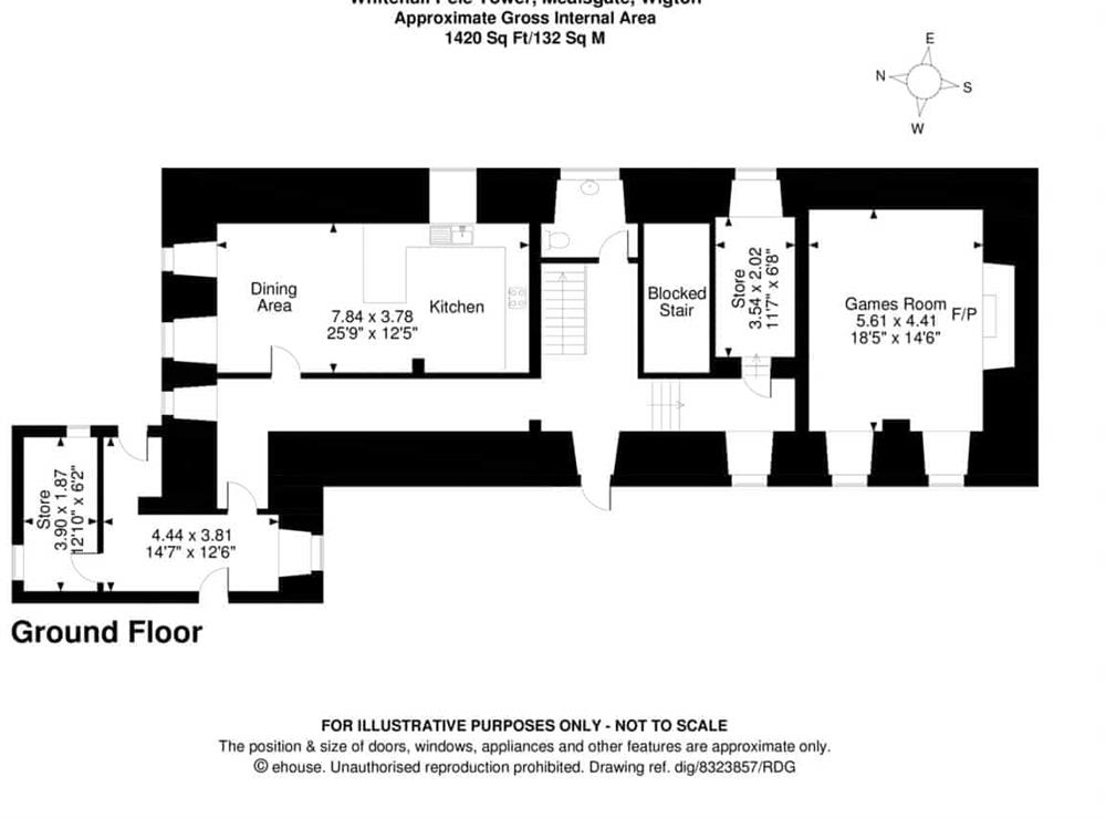 Floor plan of ground floor at Whitehall in Mealsgate, Cumbria
