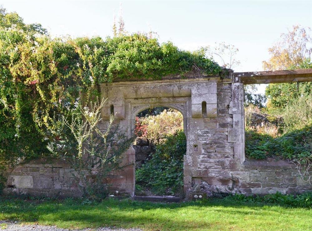 Ruins in garden at Whitehall in Mealsgate, Cumbria