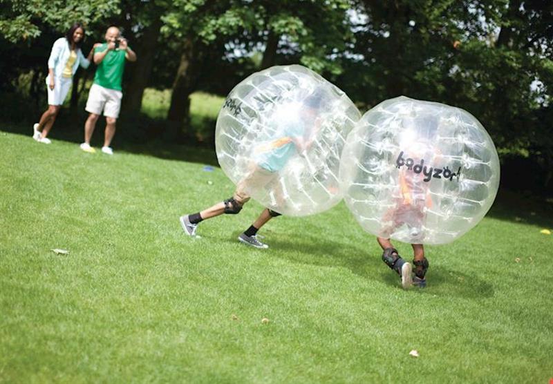 Body zorbing at Whitemead Forest Park in , Forest of Dean