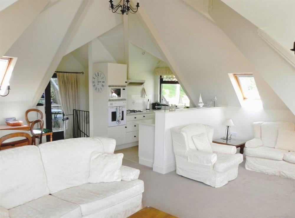 Open plan living space at Wigwam in Salcombe, Devon