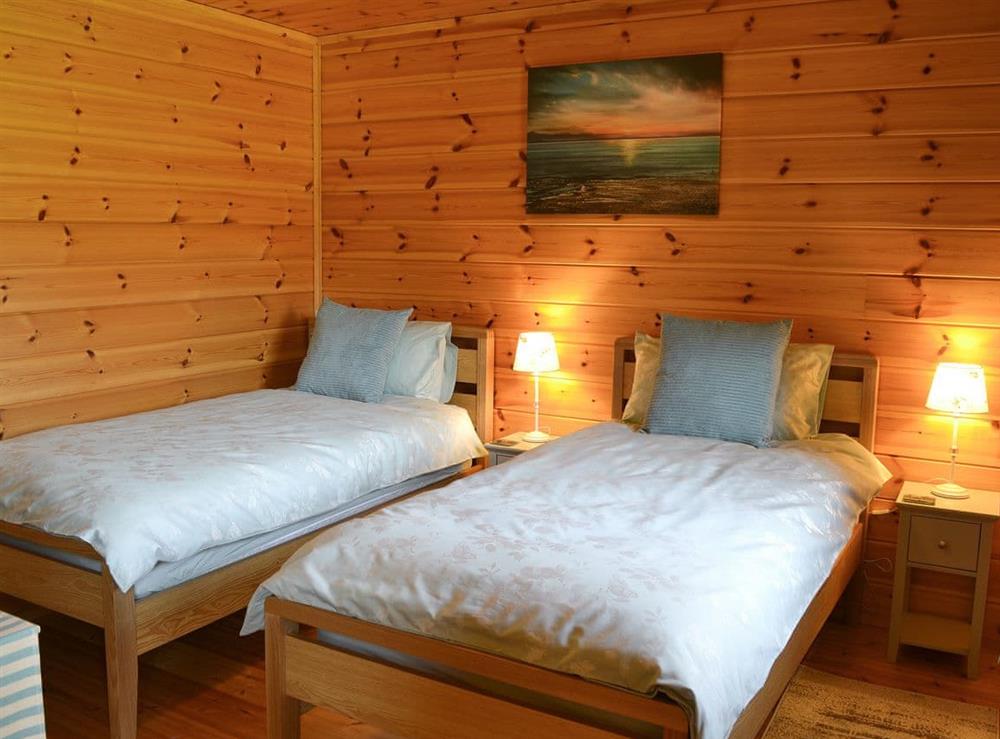 Twin bedroom at Wiki Wheels in Trevarren, near Newquay, Cornwall
