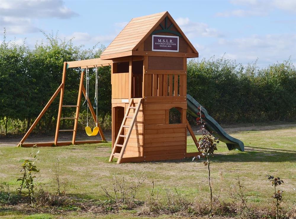 Children’s play area at Wilby Halt in Brockford, near Stowmarket, Suffolk
