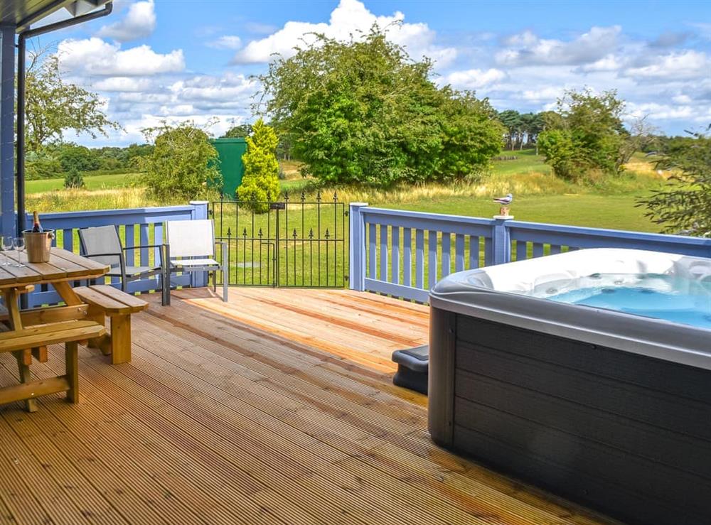 Hot tub at Wild Grape Lodge in Fritton, Norfolk