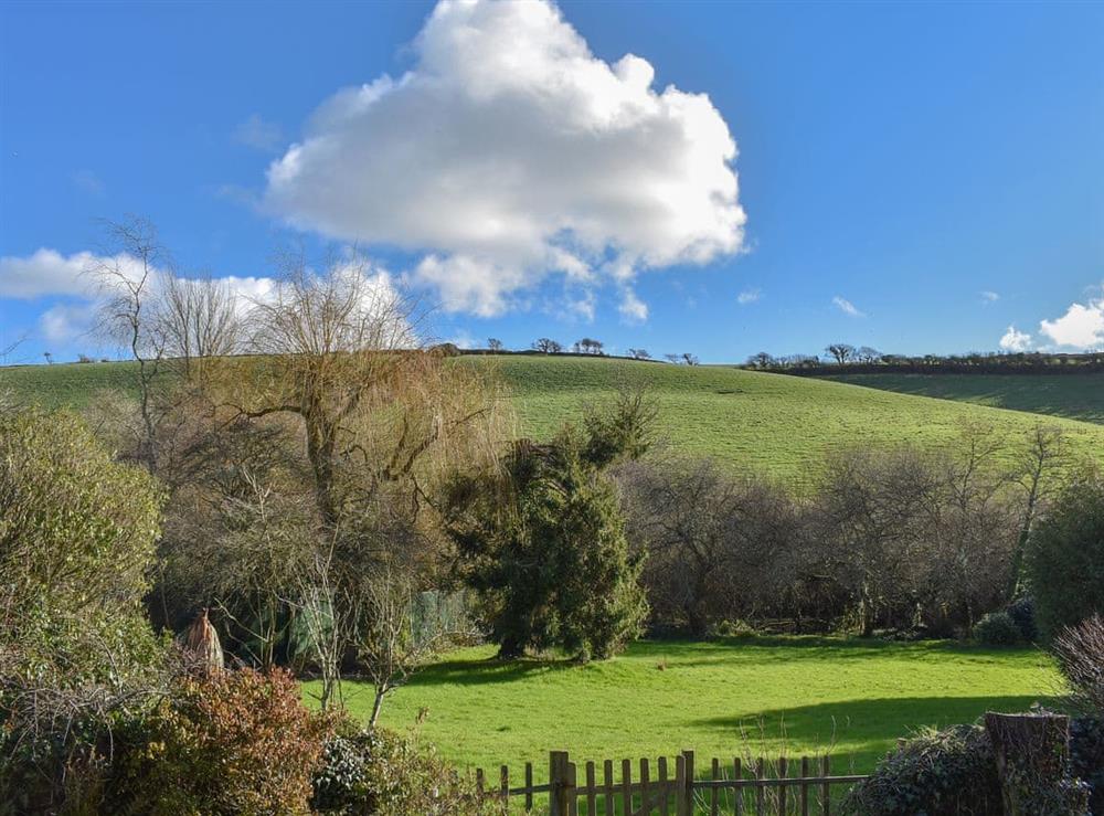 Views over the garden and grounds at Willow Barn in Polmassick, near St Austell, Cornwall
