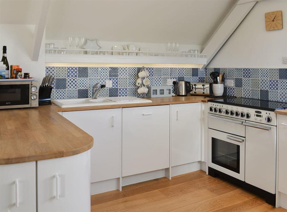Well equipped kitchen area at Willow Barn in Polmassick, near St Austell, Cornwall