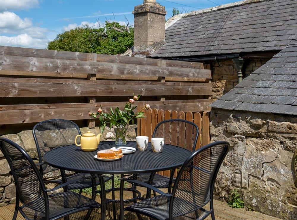 Sitting-out-area at Willow cottage in Barrasford, near Hexham, Northumberland