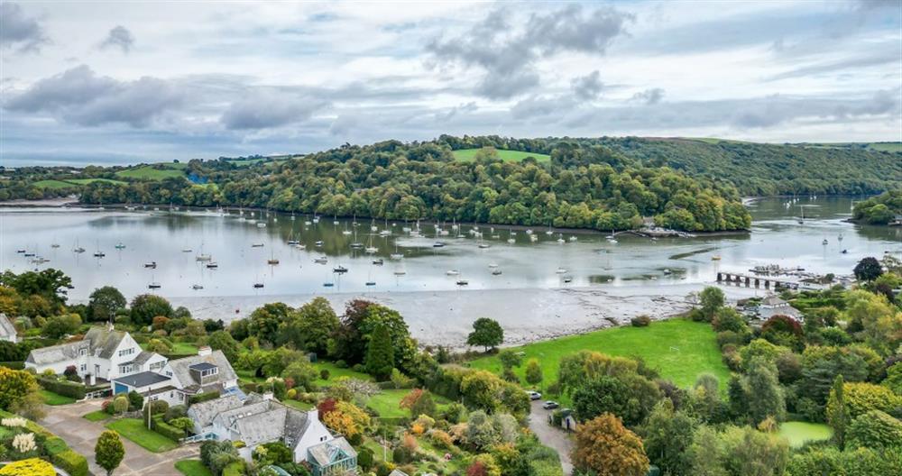 View of Dittisham Ham, Quay and across the Dart to Greenway at Willow Cottage in Dittisham