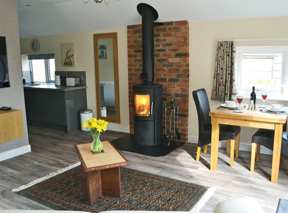Stylishly furnished open plan living space at Willow Cottage in Stannington, near Morpeth, Northumberland