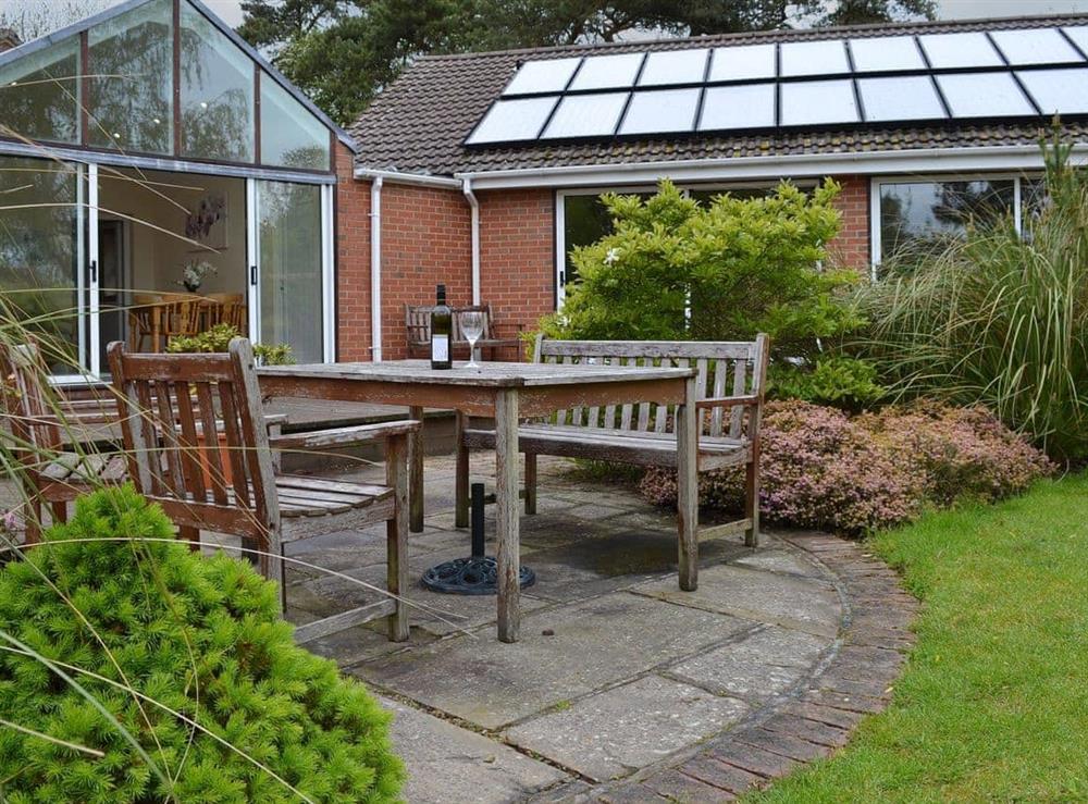 Patio at Willow Lodge in Bubwith, near Selby, North Yorkshire