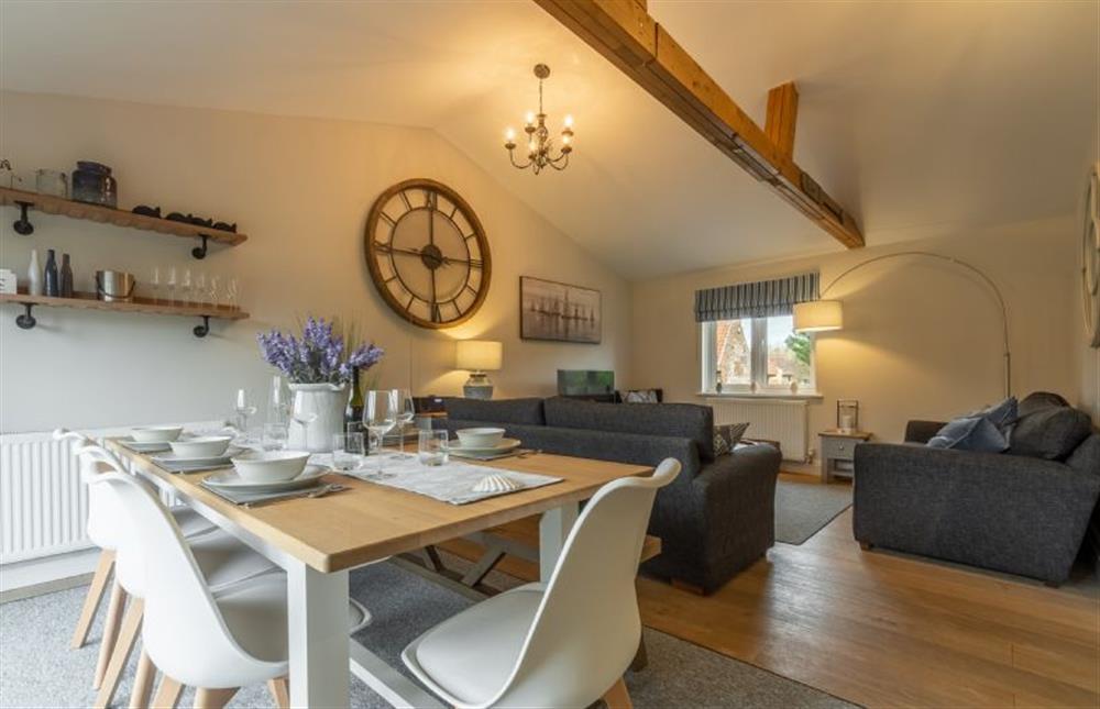 Ground floor: Dining room table has seating for eight at Willow Lodge, Holme-next-the-Sea near Hunstanton