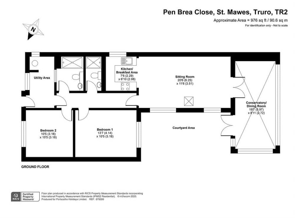 Floor plan at Willow in St Mawes, Cornwall