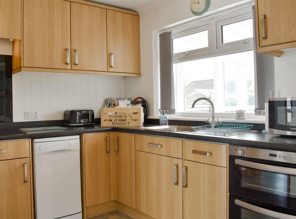 Well equipped kitchen at Willow Tree Lodge in Whitwell, near Ventnor, Isle of Wight