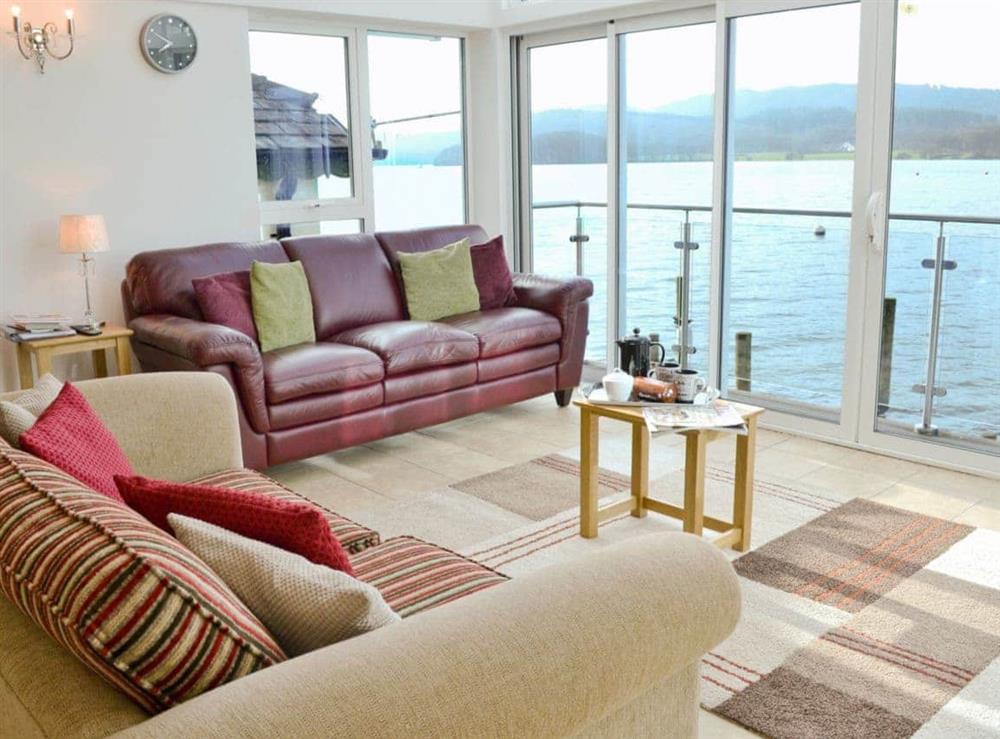 Open plan living/dining room/kitchen at Spout Crag Boathouse, 