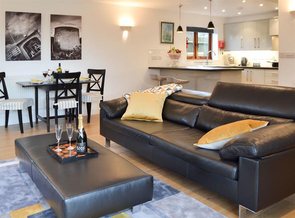 Comfortable leather furniture at Windmill Barn in Windmill Hill, near Hailsham, East Sussex