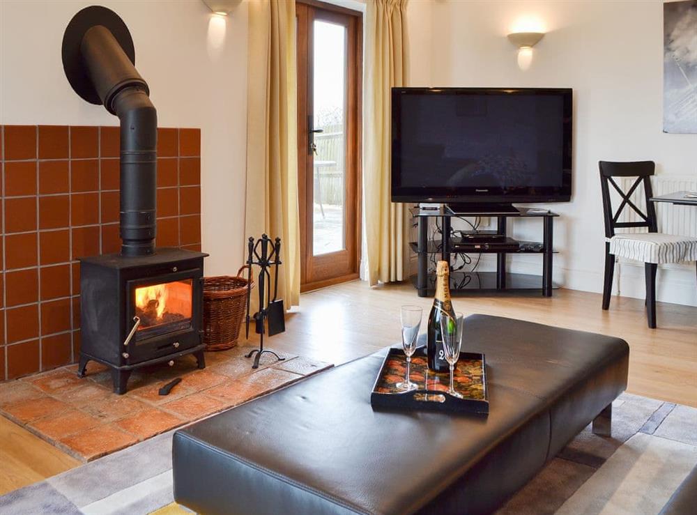 Relax in front of the cosy wood burner at Windmill Barn in Windmill Hill, near Hailsham, East Sussex