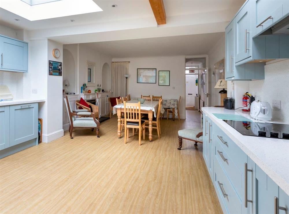 Spacious kitchen and dining area at Windward House in Salcombe, Devon