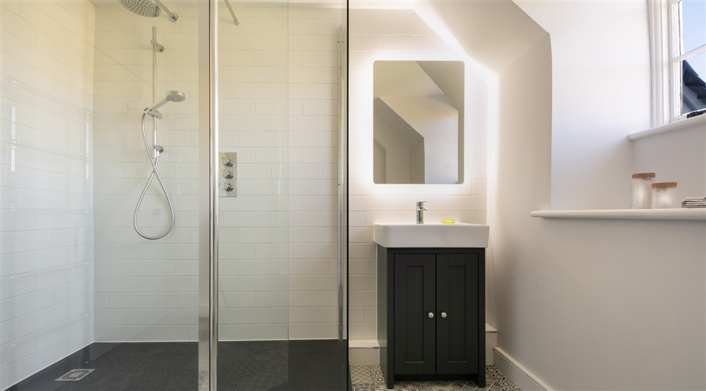 The shower room at Winnianton Farmhouse in Helston, Cornwall