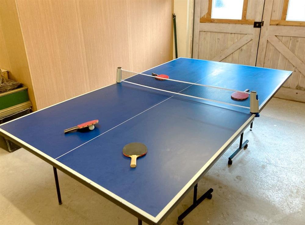 Table tennis in the garage at Winton Park Barn in Kirkby Stephen, Cumbria