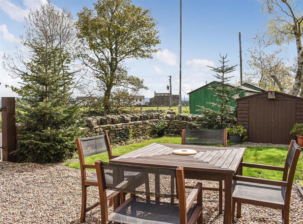 Sitting-out-area at Wisteria Cottage in Emley, Yorkshire, West Yorkshire