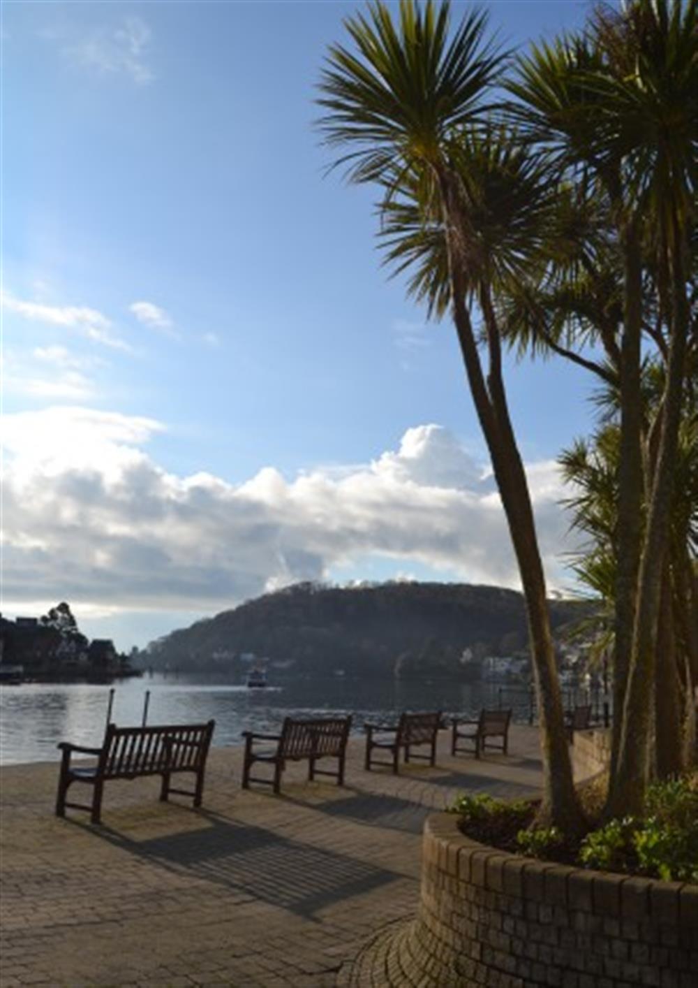 Riverside seating on the embankment. at Wisteria House in Dartmouth