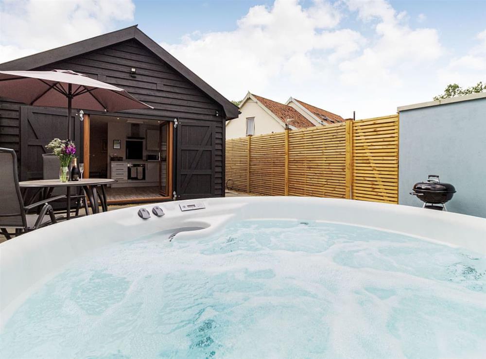 Hot tub at Wisteria Lodge in Roydon, near Diss, Norfolk