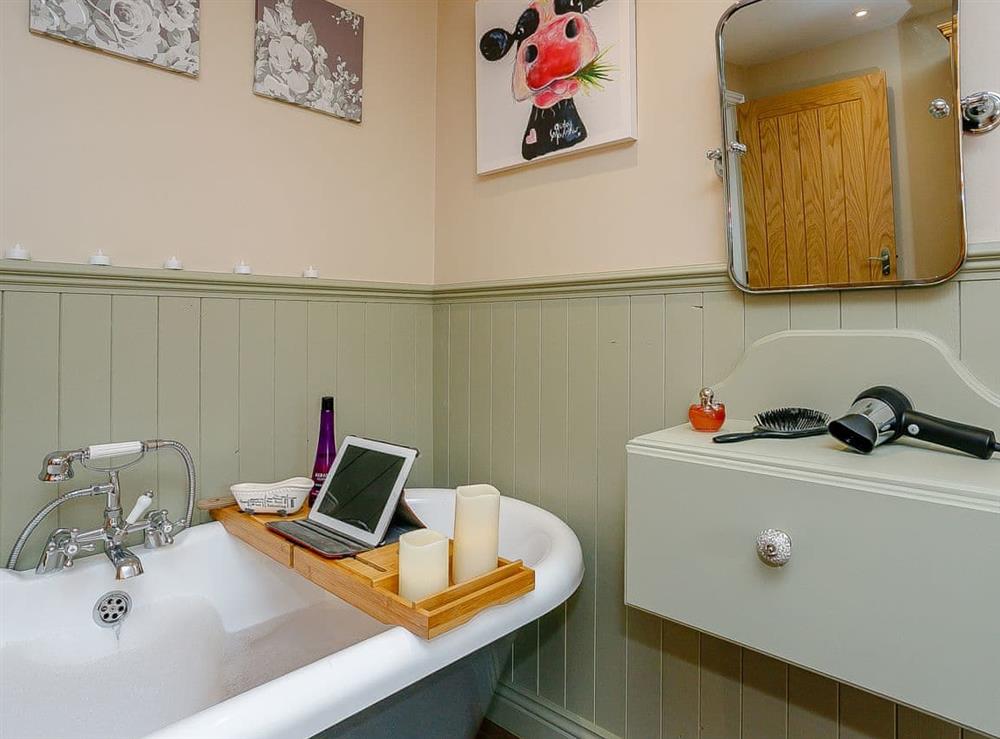 Relaxing bath in the bedroom at Wits End Cottage in Roughton, near Woodhall Spa, Lincolnshire