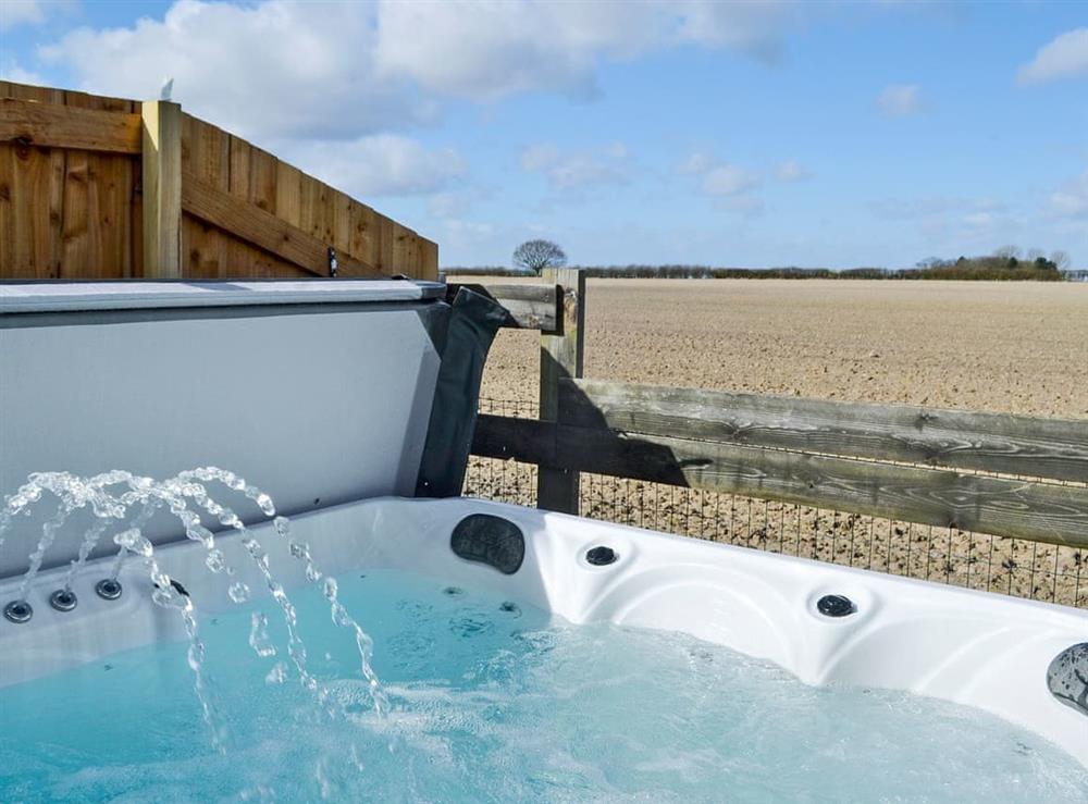 Peaceful hot tub at Wolds View in Potterhanworth Booths, near Lincoln, Lincolnshire