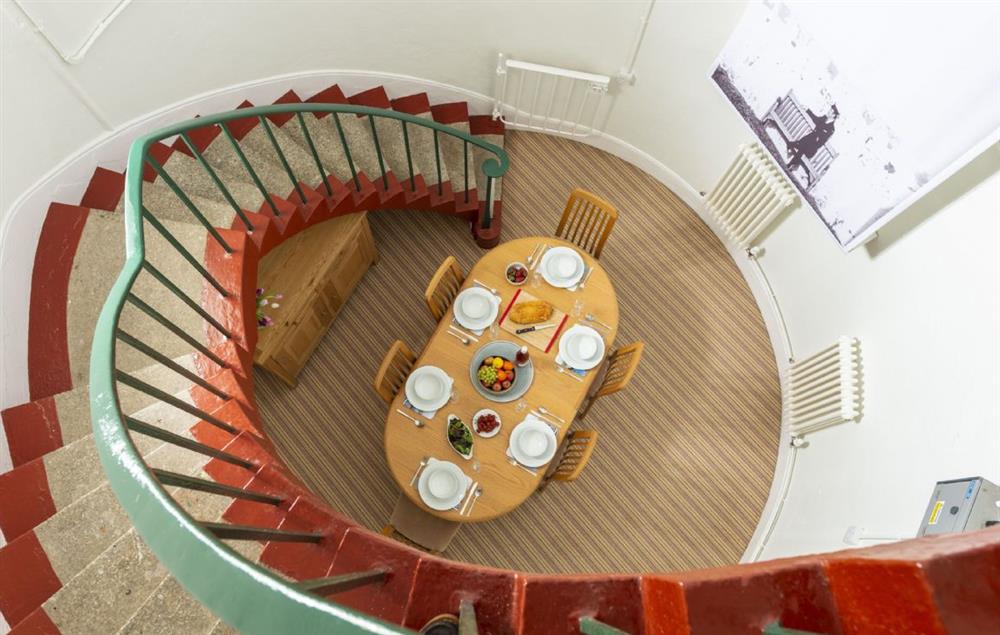 Spiral staircase leading to the first floor