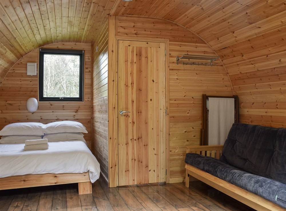 Interior at Wonky Pod in Pontneddfechan, West Glamorgan