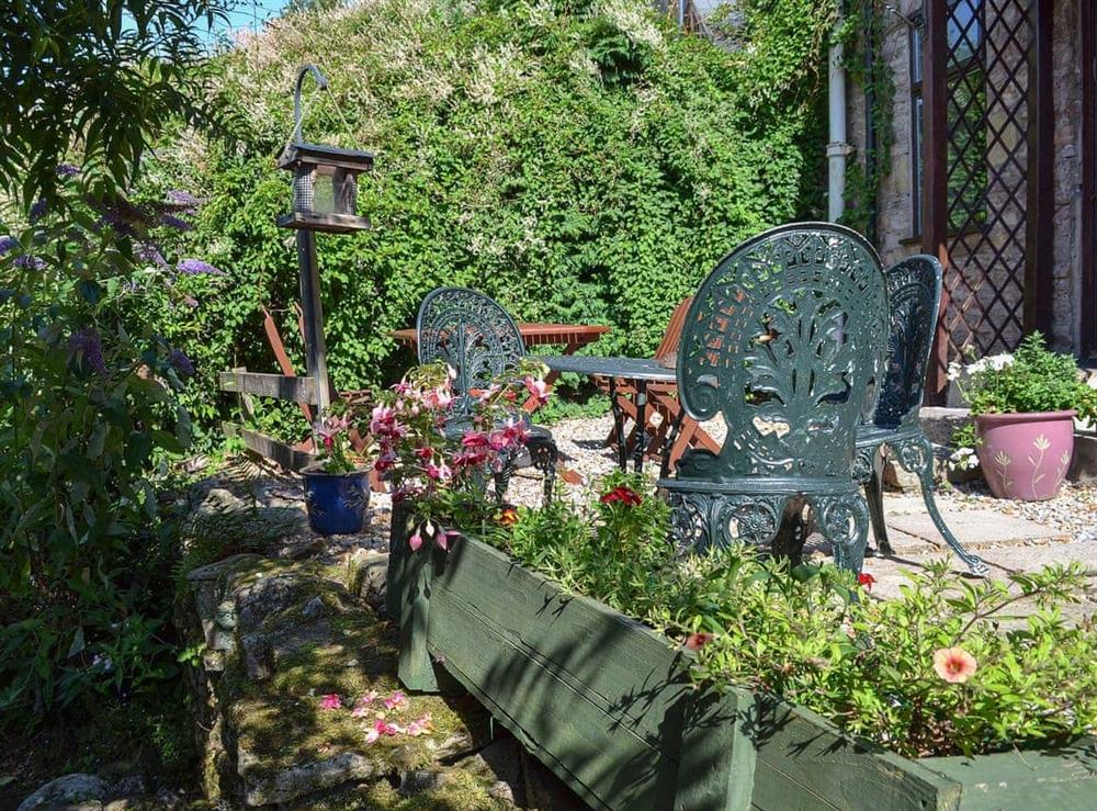 Sheltered and sunny sitting out area at Wood Cottage in Buxworth, High Peak, Derbyshire