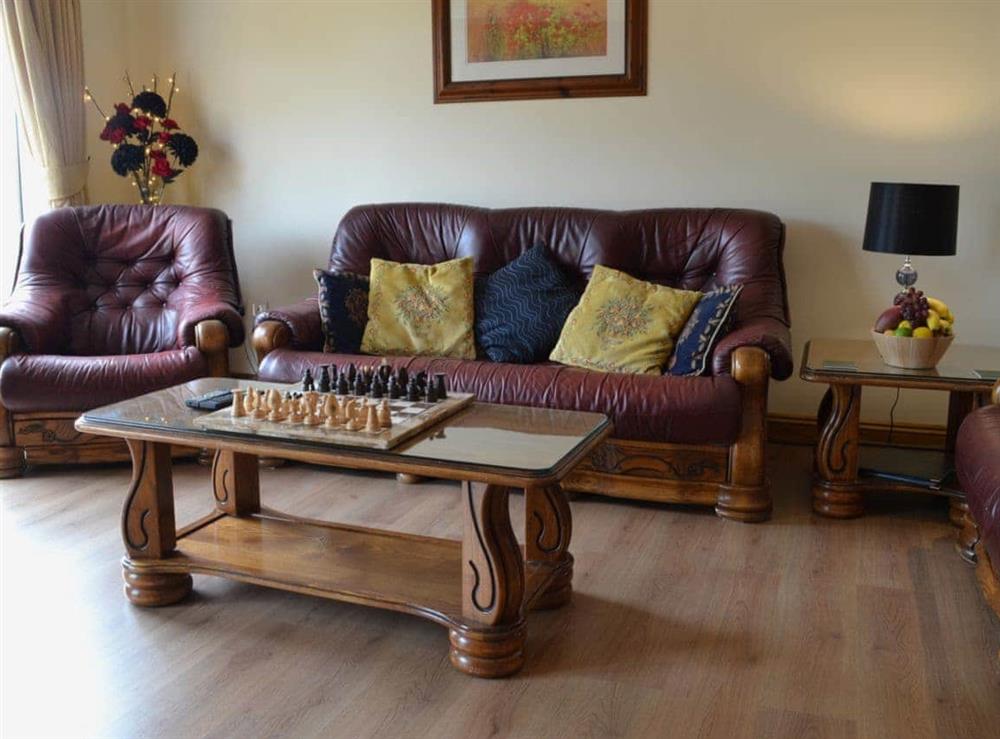Comfortable leather furniture at Sedge Lodge, 