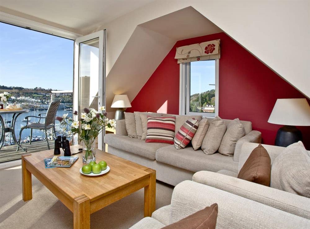 Living area at Woodbine House in Kingswear, near Dartmouth, Devon