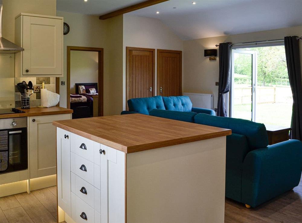 Open plan living space at River Lodge, 