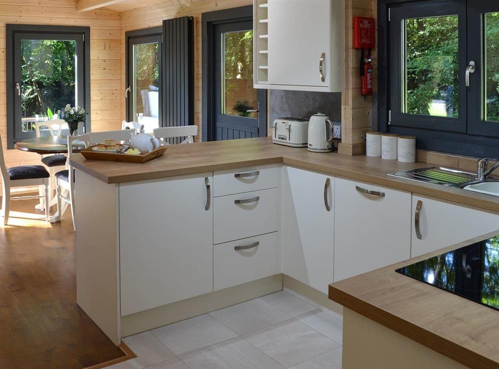 Kitchen area at Woodland Lodge in Perran Downs, near Marazion, Cornwall