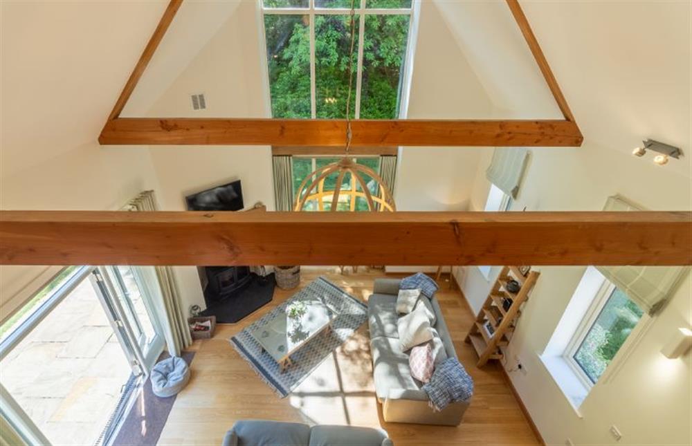 First floor: Birds-eye view over the sitting area at Woodland Pytchley, West Runton near Cromer