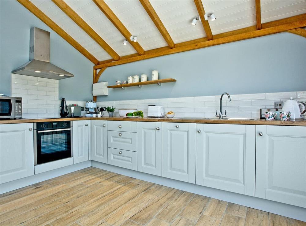 Tastefully modernised kitchen area (photo 2) at Woodland View Lodge in Axminster, Devon