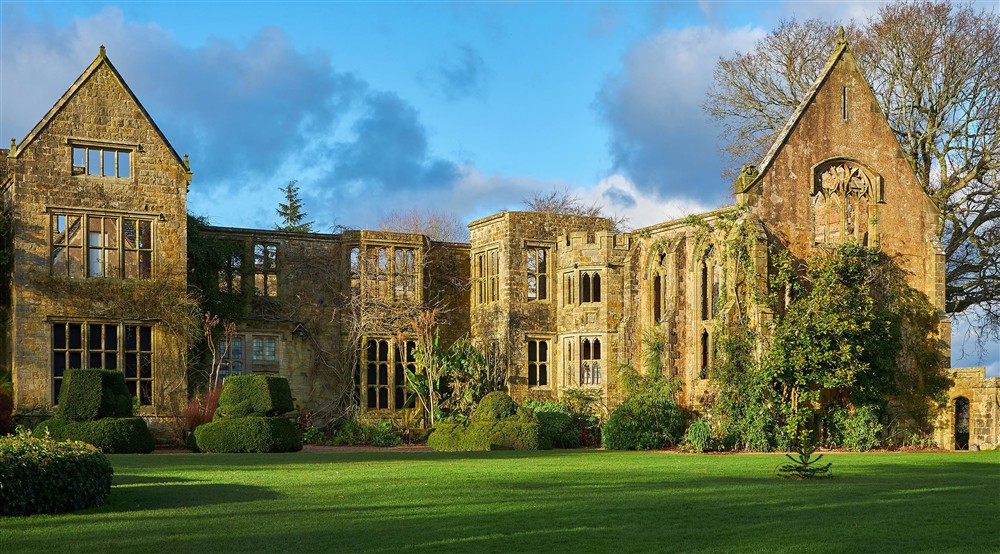 A view of the ruins of the old house in Nymans Garden, West Sussex at Woodlands Cottage in Nr Haywards Heath, West Sussex