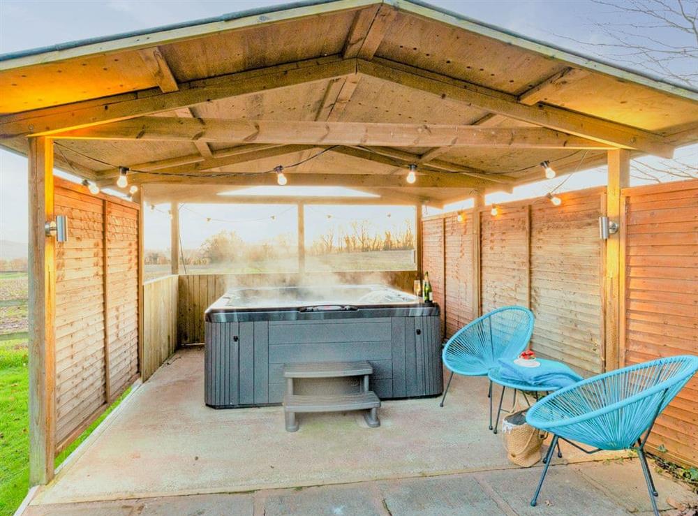 Hot tub area at Woodlands in Langford Budville, near Wellington, Somerset