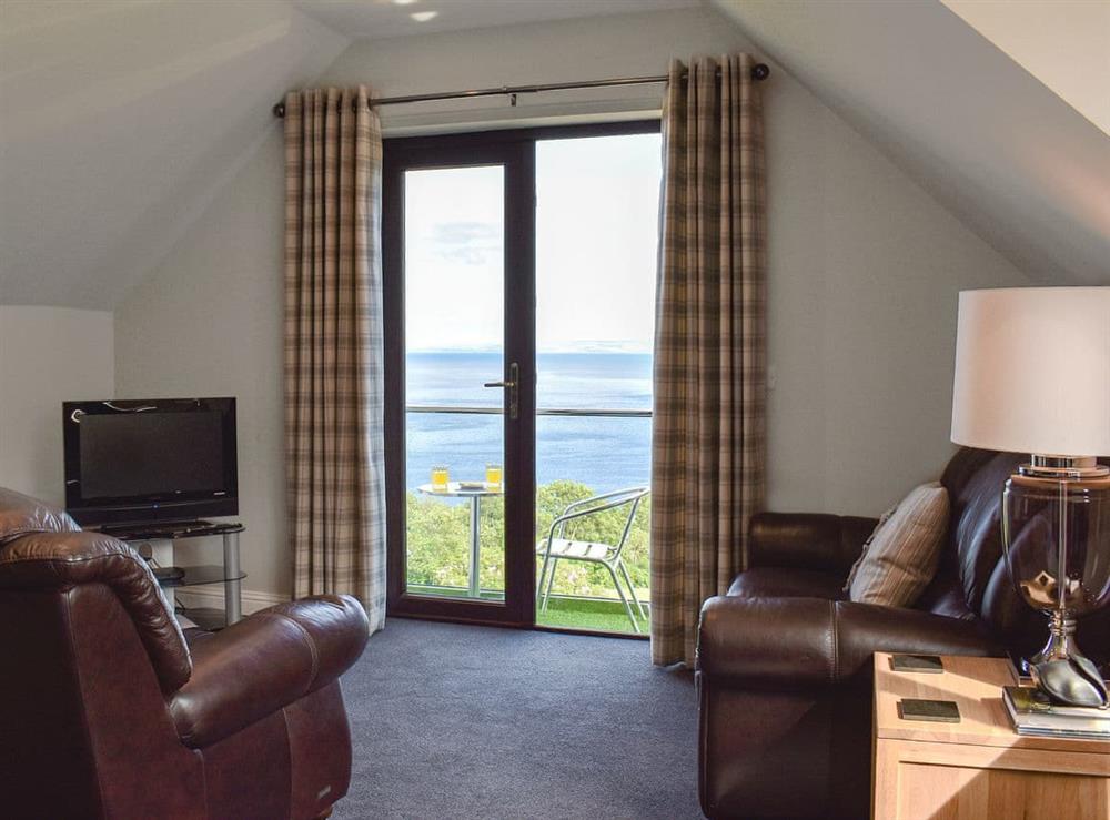 Delightful open plan living space at Woodlea Cottage 1 in Dippen, near Whiting Bay, Isle of Arran, Scotland