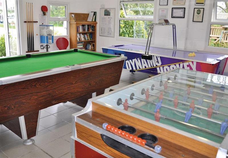 Games room at Woodovis Park in Tavistock, Devon