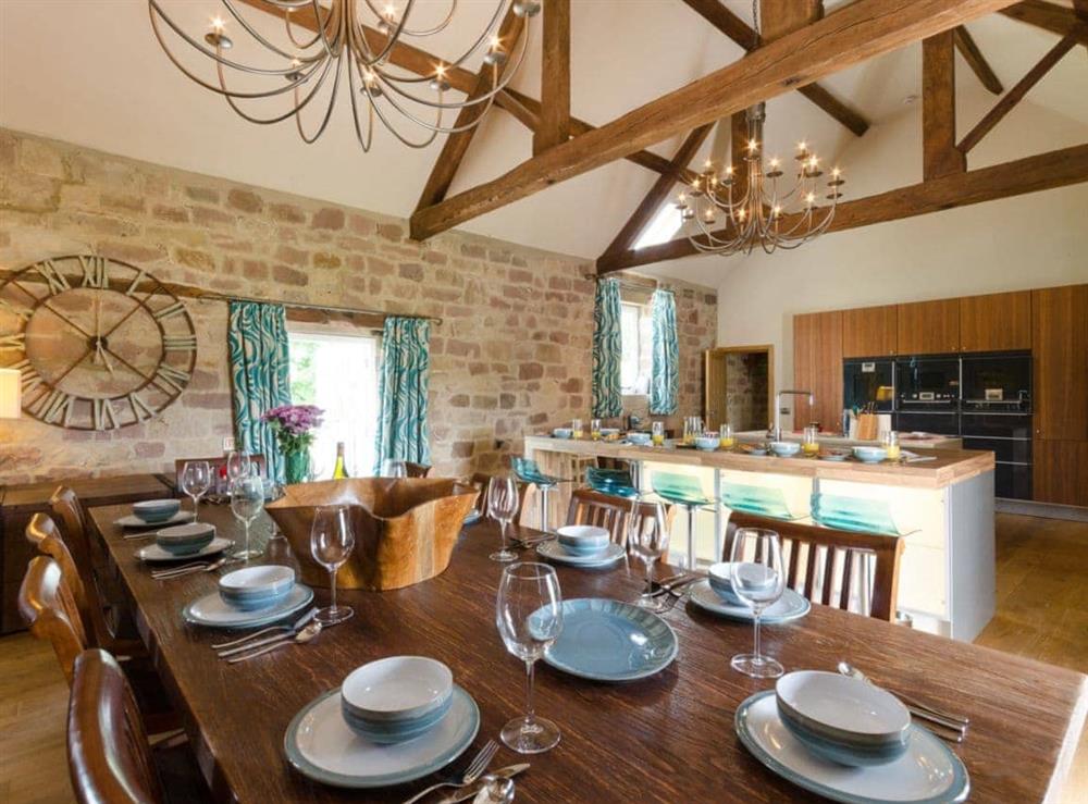 Open plan living space dining area at Woodpecker Lodge in near Carsington, Derbyshire