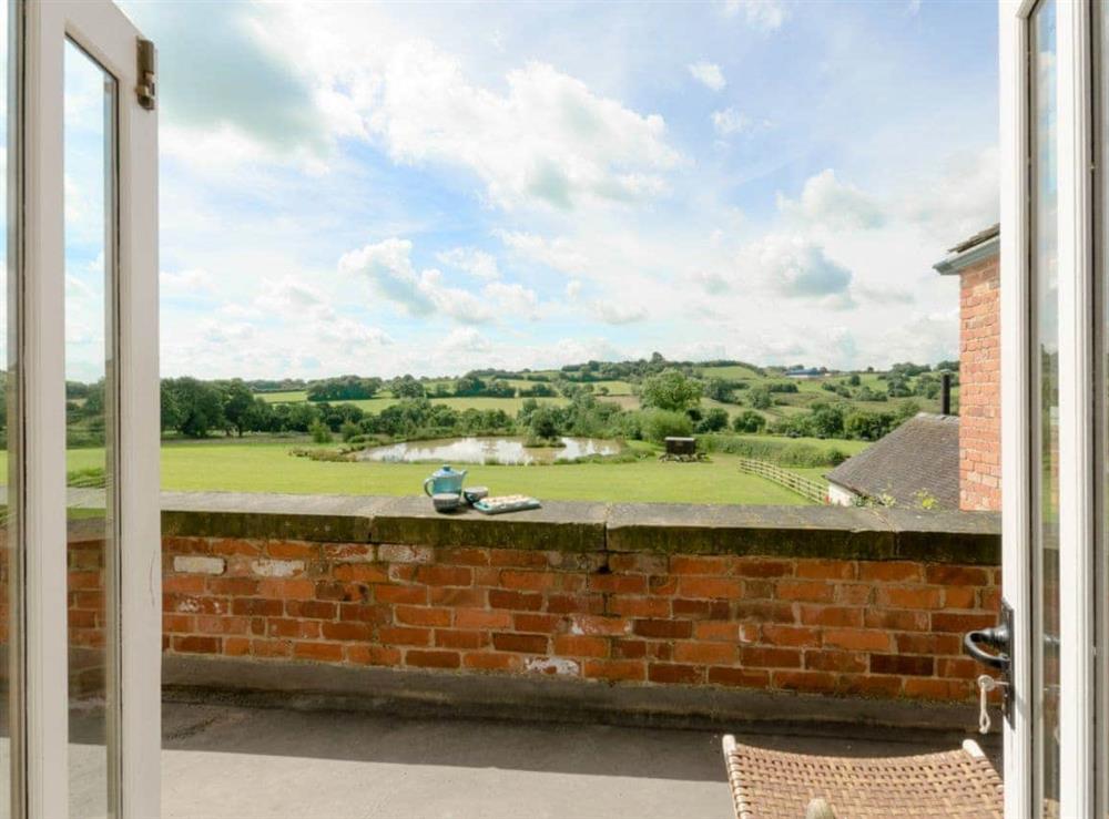 View from balcony at Woodpecker Lodge in near Carsington, Derbyshire
