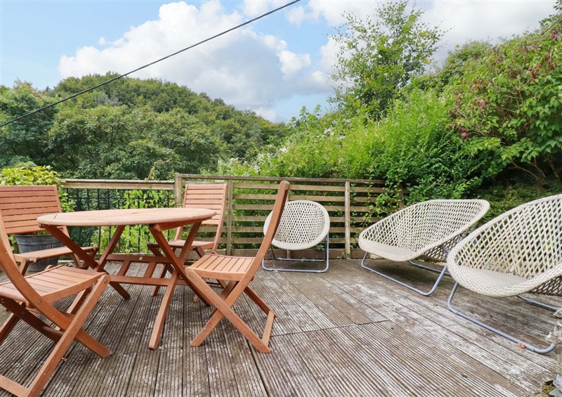 The patio at Woodview, Sandplace near Looe