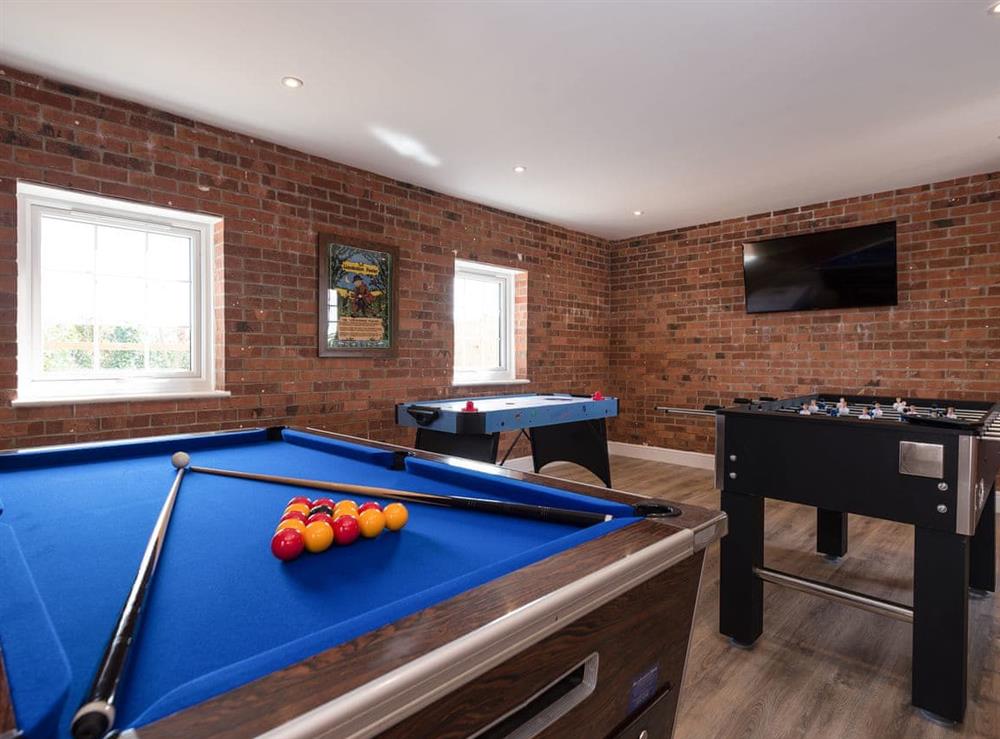 Games room at Woodys Top in Ruckland, near Louth, Lincolnshire